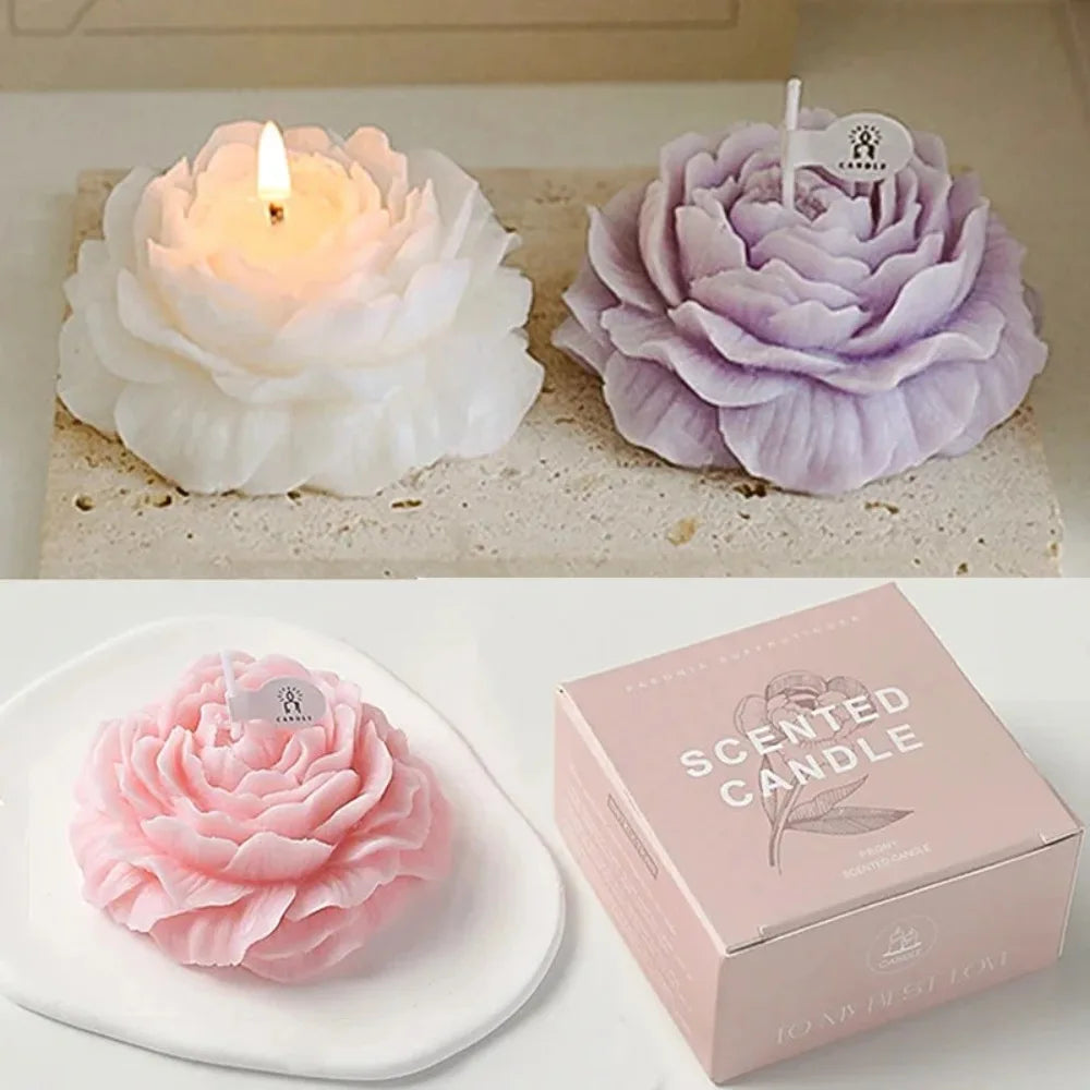 3D Peony Aromatherapy Candle Creative Flower Shape Wedding Decor Gift