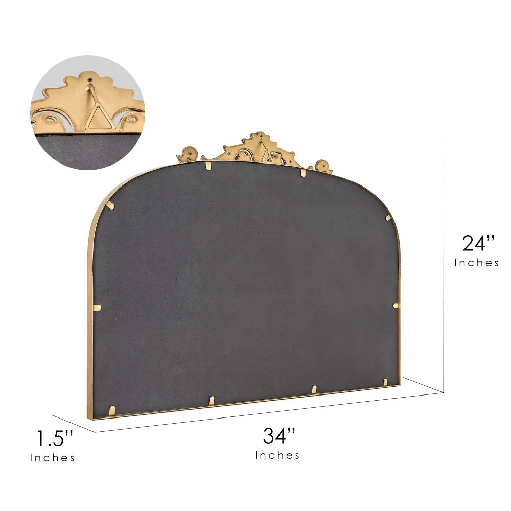 24 Inch x 34 Inch Traditional Arched Decorative Mirror for Home Living Room Hallway