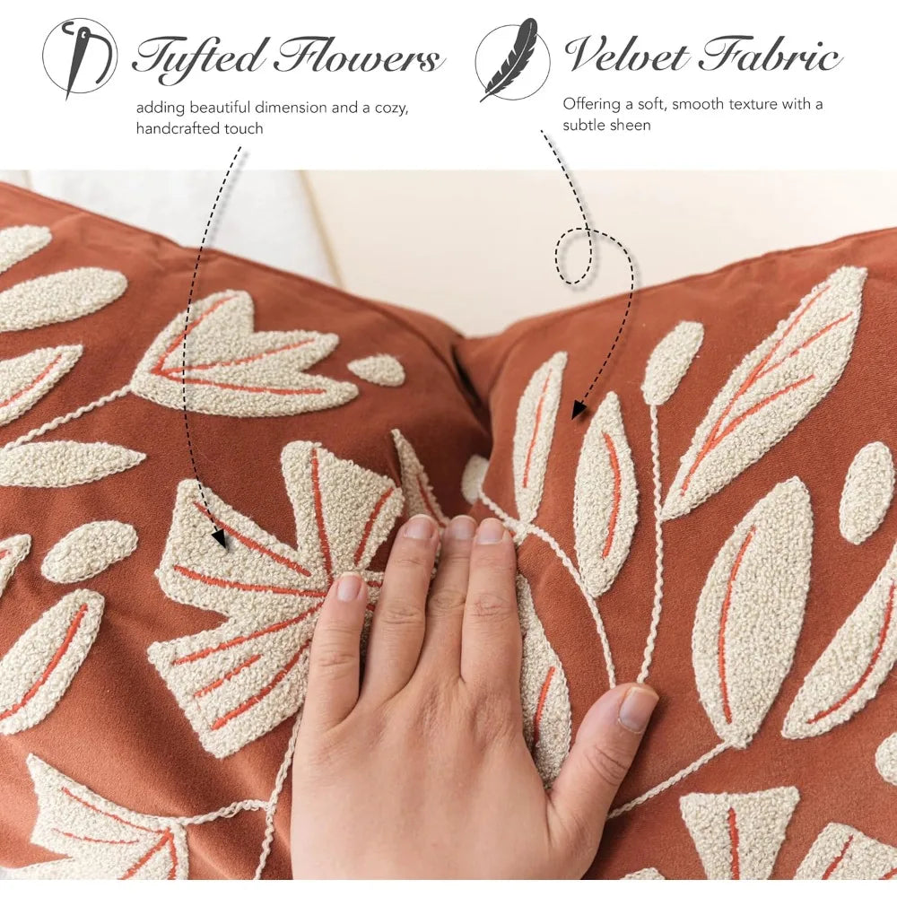 BlissBlush Velvet Fall Throw Pillow Cover Lumbar Farmhouse Decor