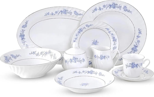 Paradise Royal Floral Dinnerware Set Embossed Swirl Pattern