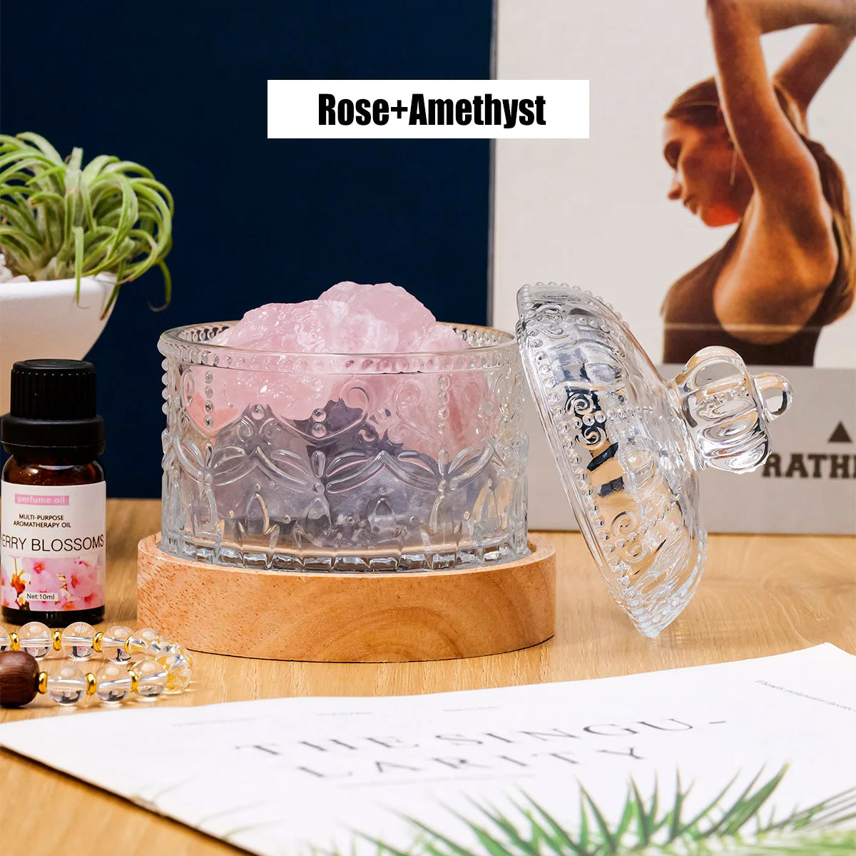 Natural Stone Crystal Set Box Bedside Table Ornaments Gift