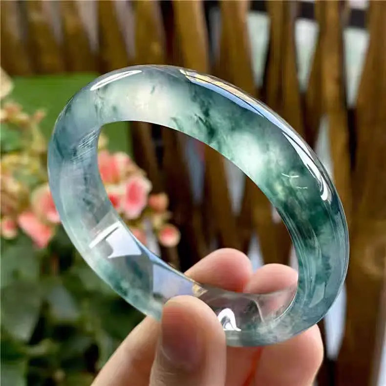 Dulong Jade Ice Floating Flower Bracelet Jadeite Quartzite Jewelry