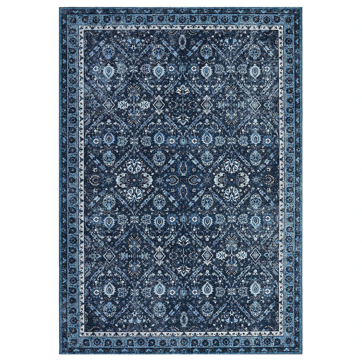 Machine Washable Moroccan Trellis Hallway Rug Non Slip Stain Resistant