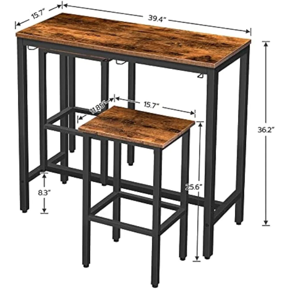 Industrial Bar Table Set With Stools For Small Spaces