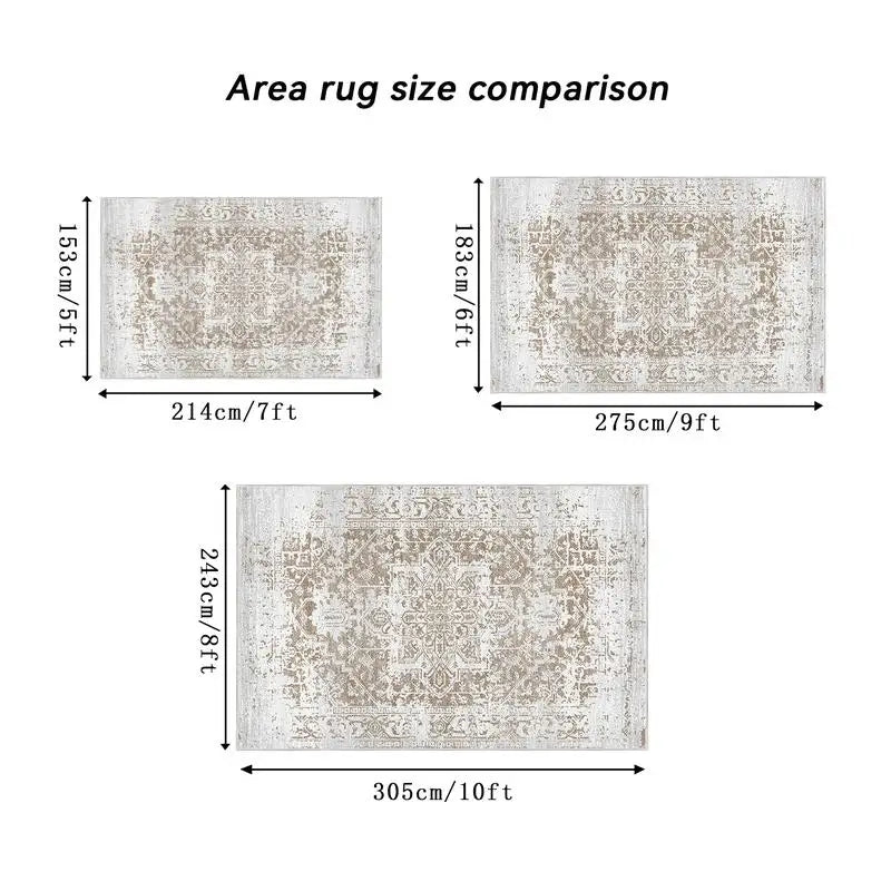 Vintage Bohemian Non-Slip Washable Area Rug Floral Design