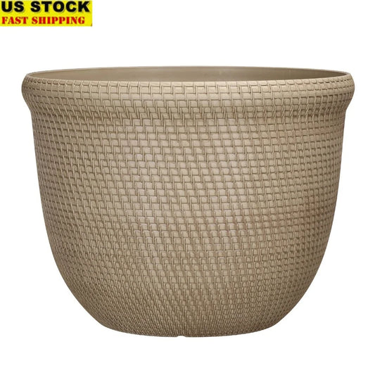 Recycled Resin Planter With Drainage Holes For Indoor Outdoor Gardens