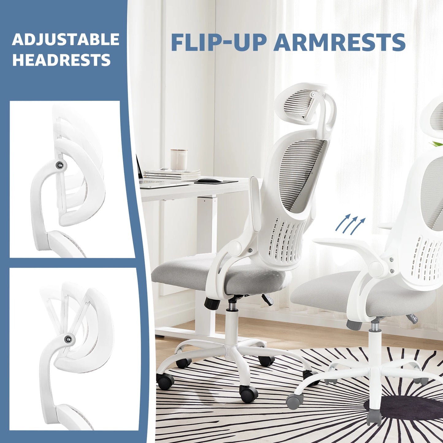 JHK Mesh Ergonomic Office Chair With Lumbar Support And Headrest