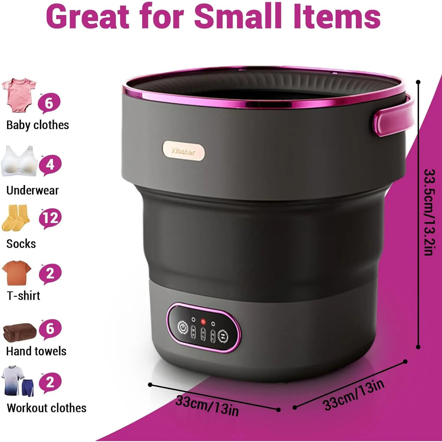 Portable Foldable Mini Washing Machine With Spin Basket Four Modes