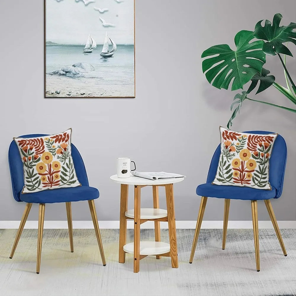 Set Of 2 Embroidered Decorative Throw Pillow Covers For Sofa