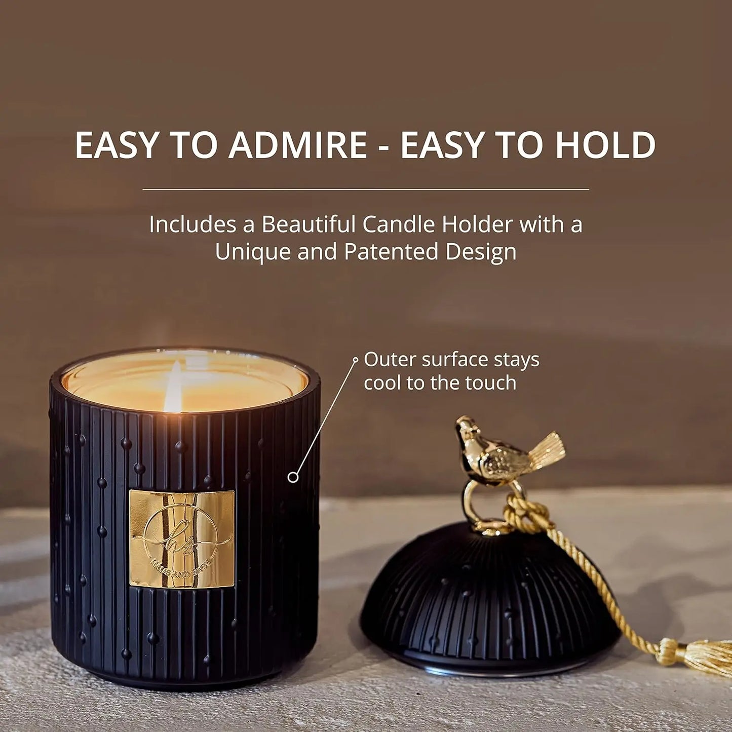 Premium Scented Candle Gift Set With Holder And Wick Trimmer