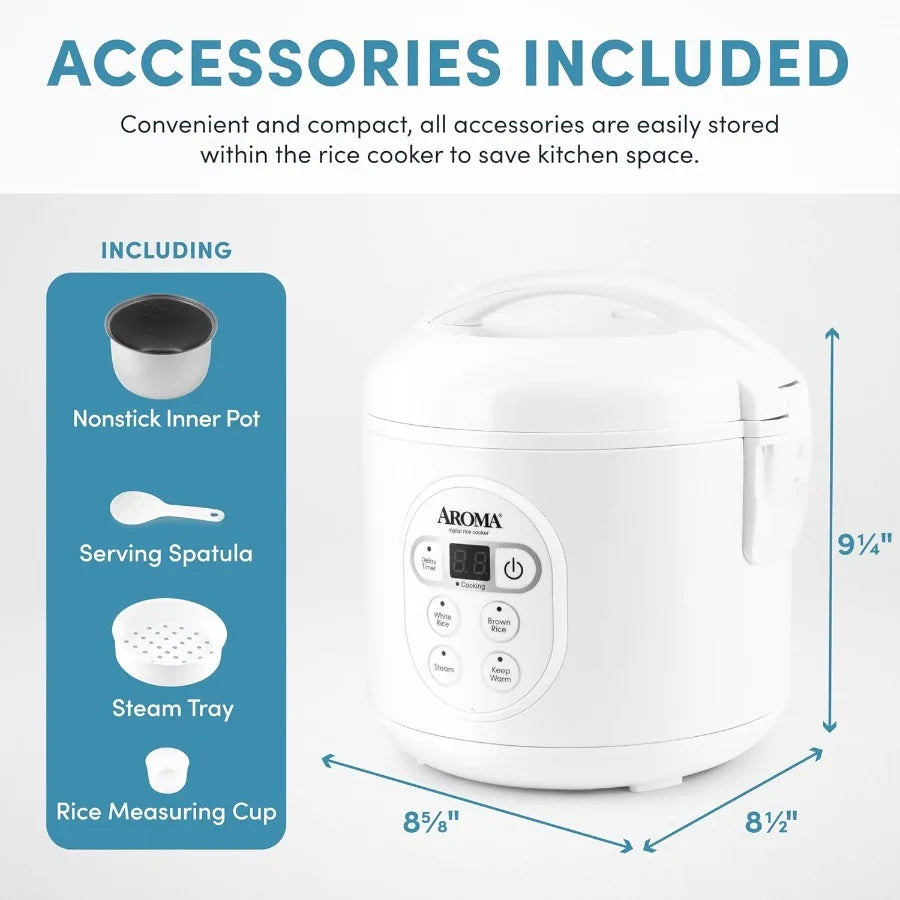 Digital Rice Cooker And Food Steamer With Multiple Cooking Functions