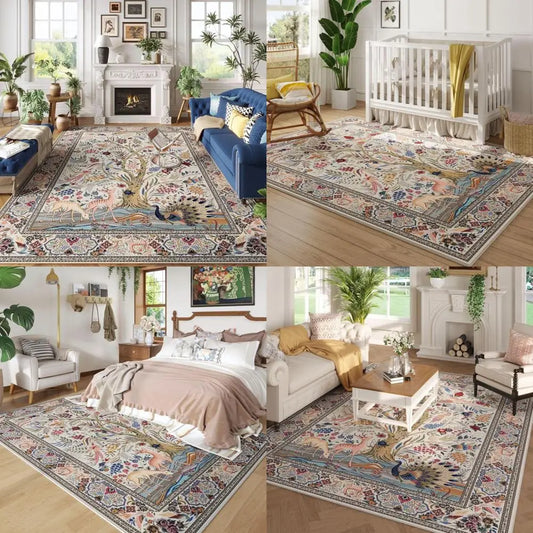 Tree Of Life Area Rug Non Slip Washable Braided Design