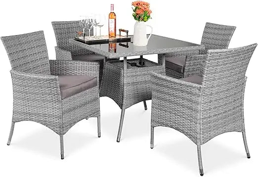 Best Choice Indoor Outdoor Wicker Dining Set With Glass Tabletop