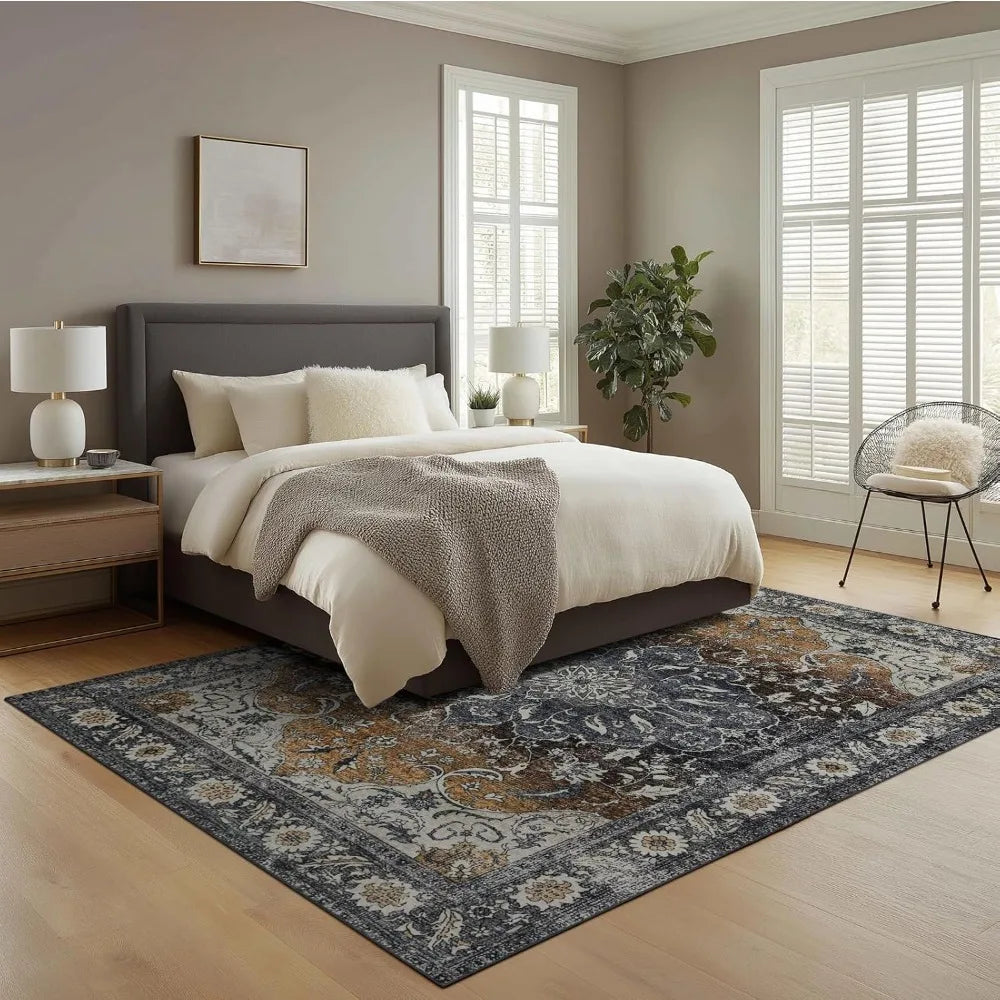 Premium Washable NonSlip Faux Wool Area Rug With StainResistantTexture UltraDurable