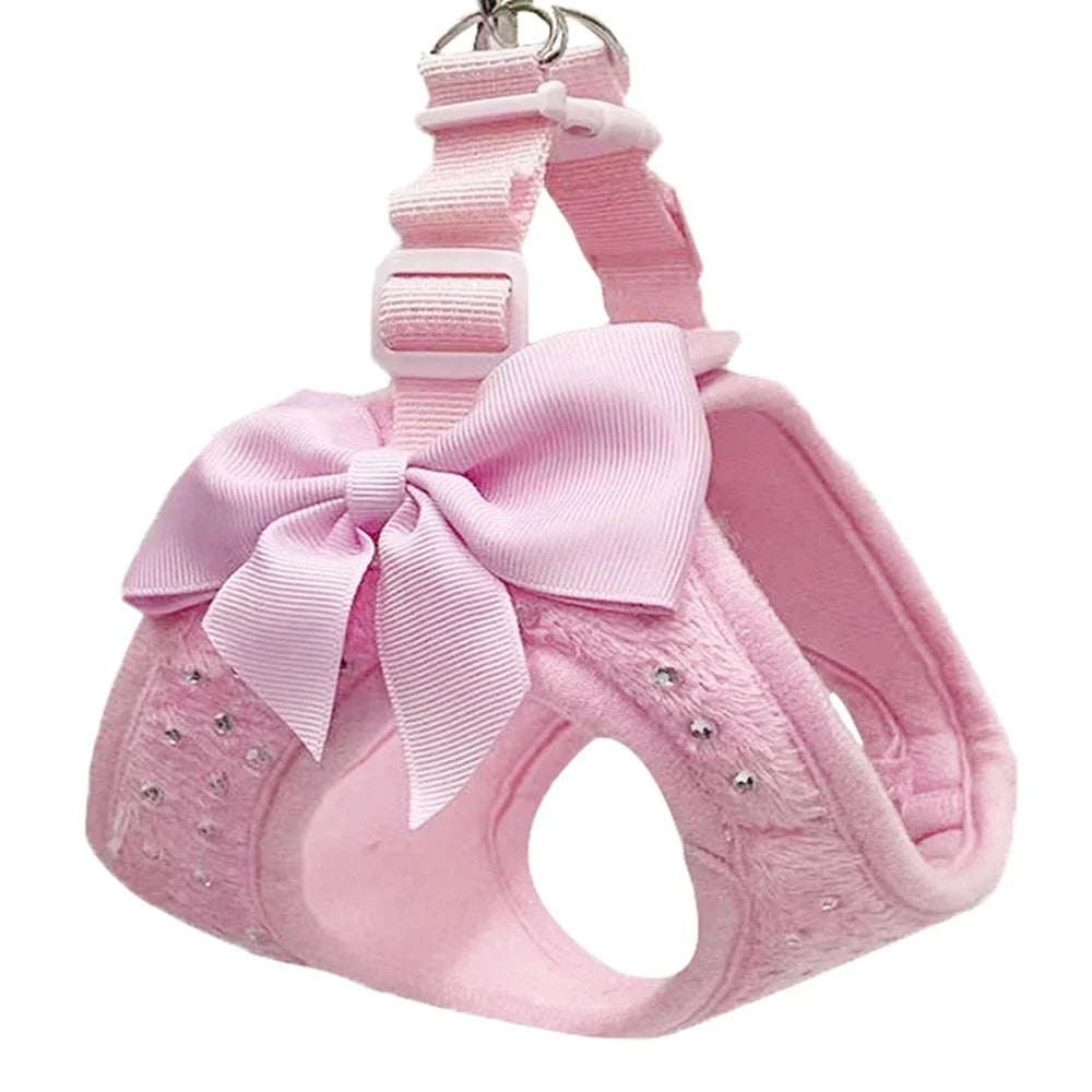 Soft Breathable Dog Chest Harness with Diamond Decoration for Pets