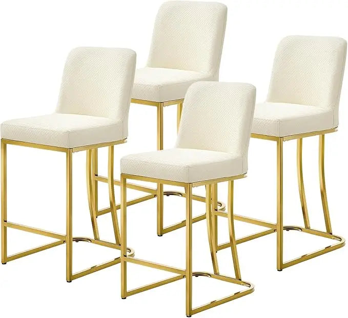 Bar Stools Set 4 Leather With Metal Frame Kitchen Modern