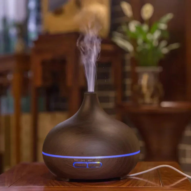 Smart Home Diffuser With Remote Control Wood Grain Aromatherapy Humidifier