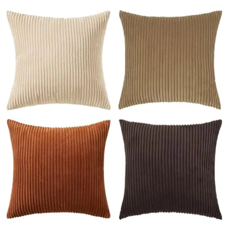 Boho Farmhouse Throw Pillow Cover Set Of 4 Corduroy Cushions