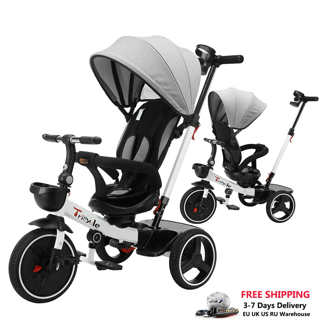 UBRAVOO Baby Stroller Tricycle Bike 360 Degree Rotation Sitting and Lying Celerity Disassembly and Assembly 18 to 60 Months HLF6018