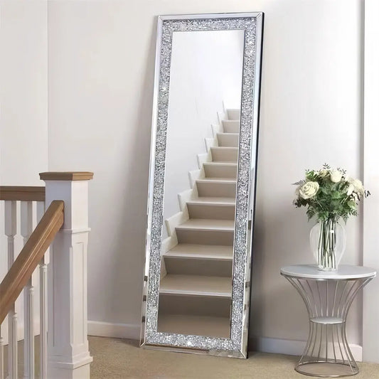 Luxurious Ornate Venetian Paneled Mirror With Diamond CrystalEdge Framed Hallway