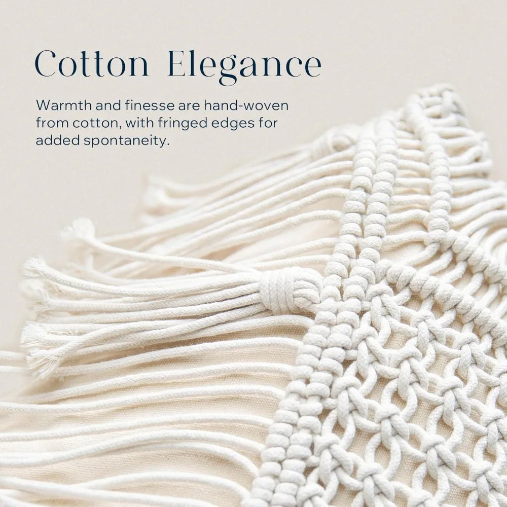 Handcrafted Macrame Pillow With 3D Crochet Boho Farmhouse Decor