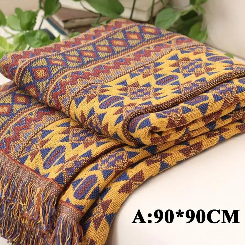 Winter Cotton Woven Knit Blanket For Sofa Bed Boho Style
