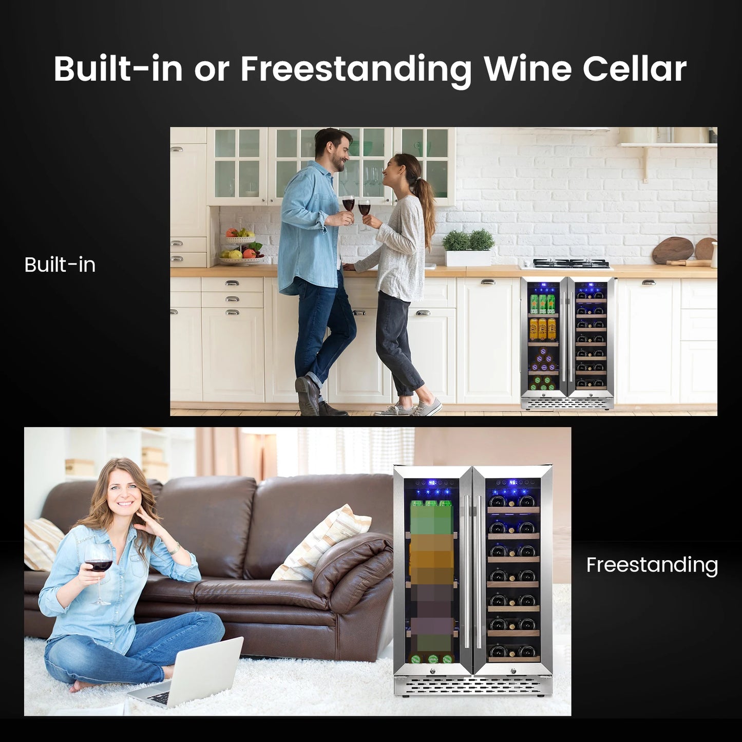 Dual Zone Wine And Beverage Refrigerator For Home Bar