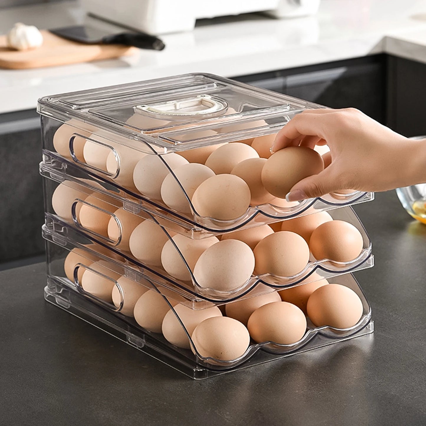 Automatic Egg Organizer Storage Box for Freshness and Convenience