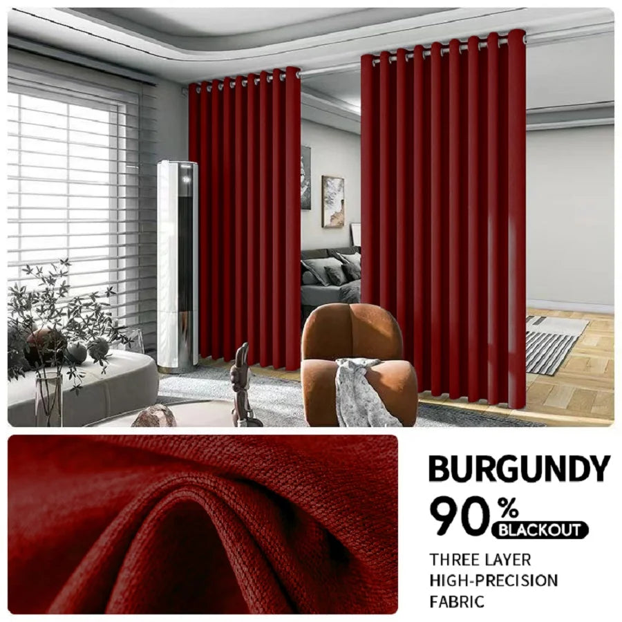 Two Pack Room Divider Curtain With Noise Reduction And Anti Rust Grommet Top For Living Room
