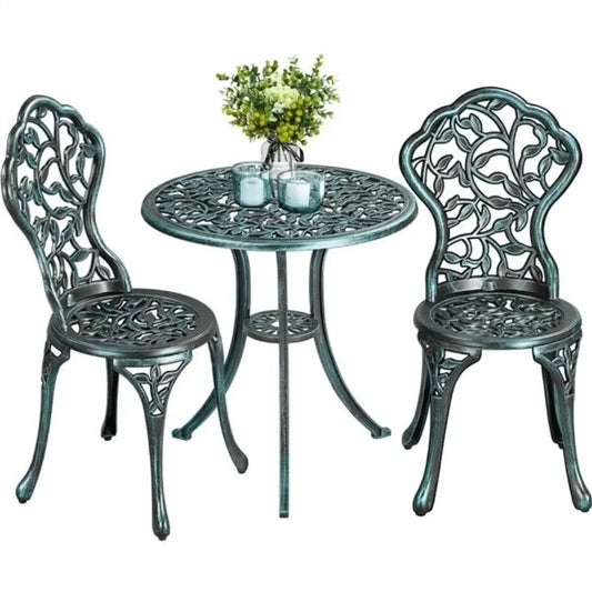 3 Piece Cast Aluminum Patio Bistro Set for Outdoor Dining