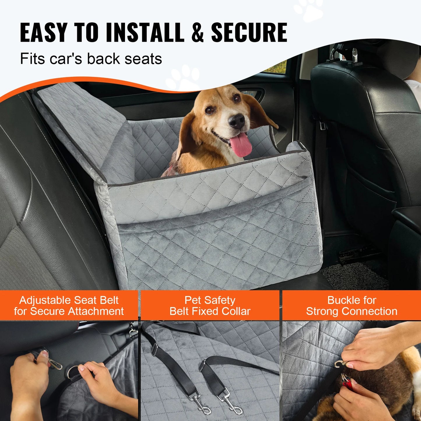 VEVOR Dog Booster Seat with Storage Pocket for Car Travel