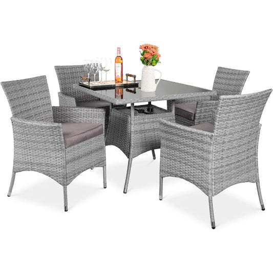 Best Choice Indoor Outdoor Wicker Dining Set With Glass Tabletop