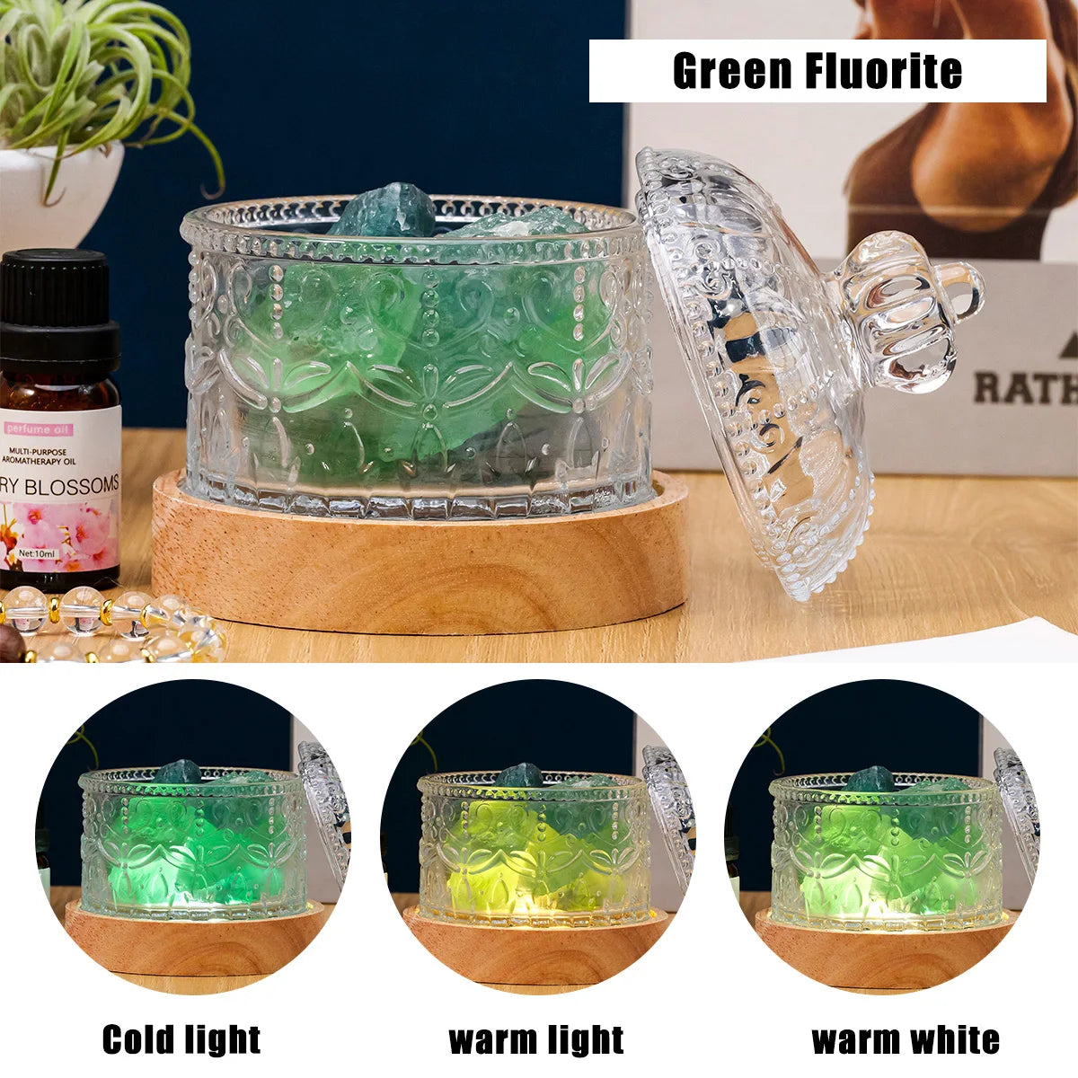 Natural Stone Crystal Set Box Bedside Table Ornaments Gift