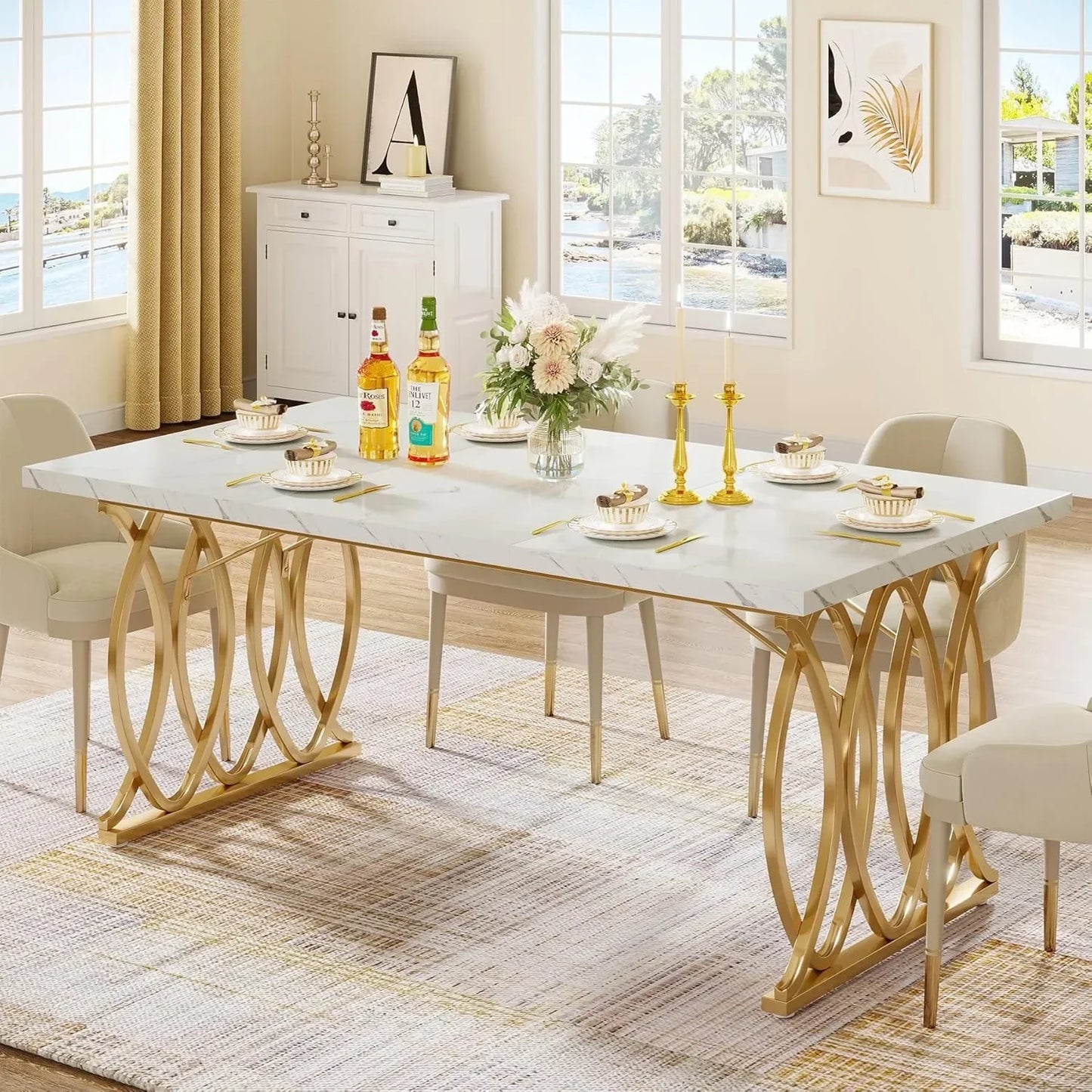 Modern Rectangular Dining Table for Kitchen and Dining Room
