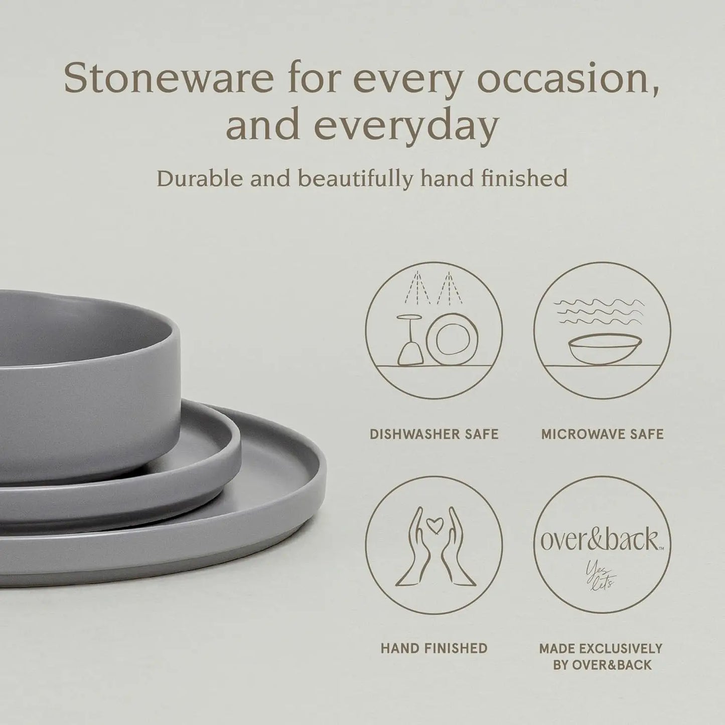 Stackable Stoneware Dinnerware Set With Plates And Bowls