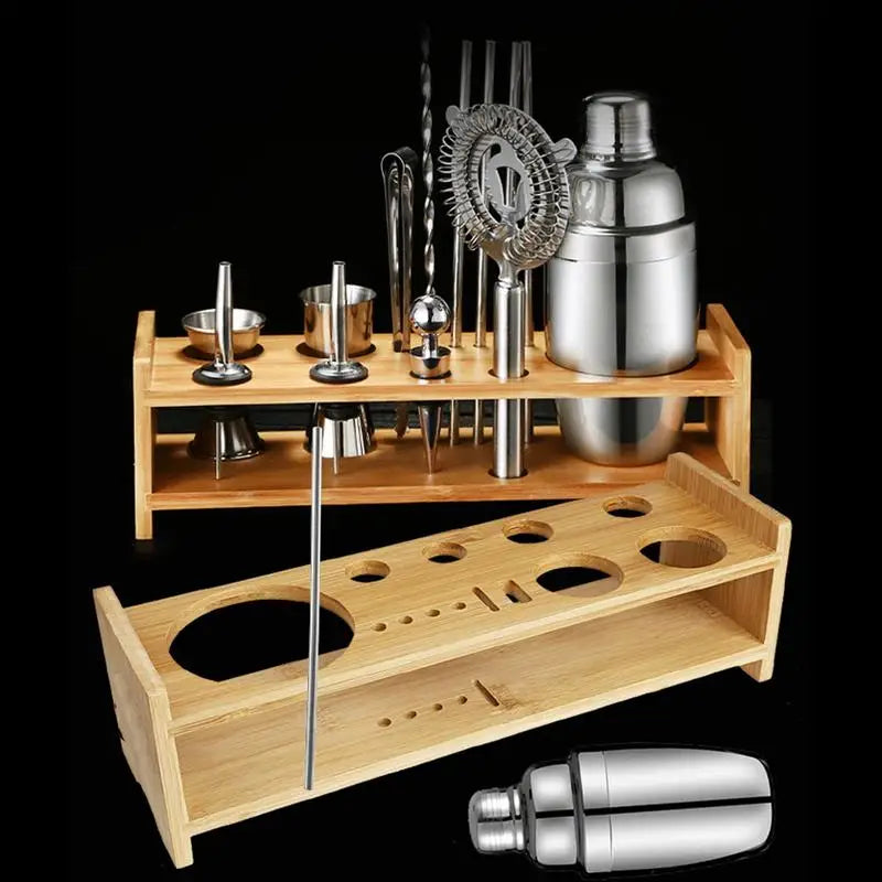 Wooden Bartender Tool Stand for Cocktail Shaker Organizer