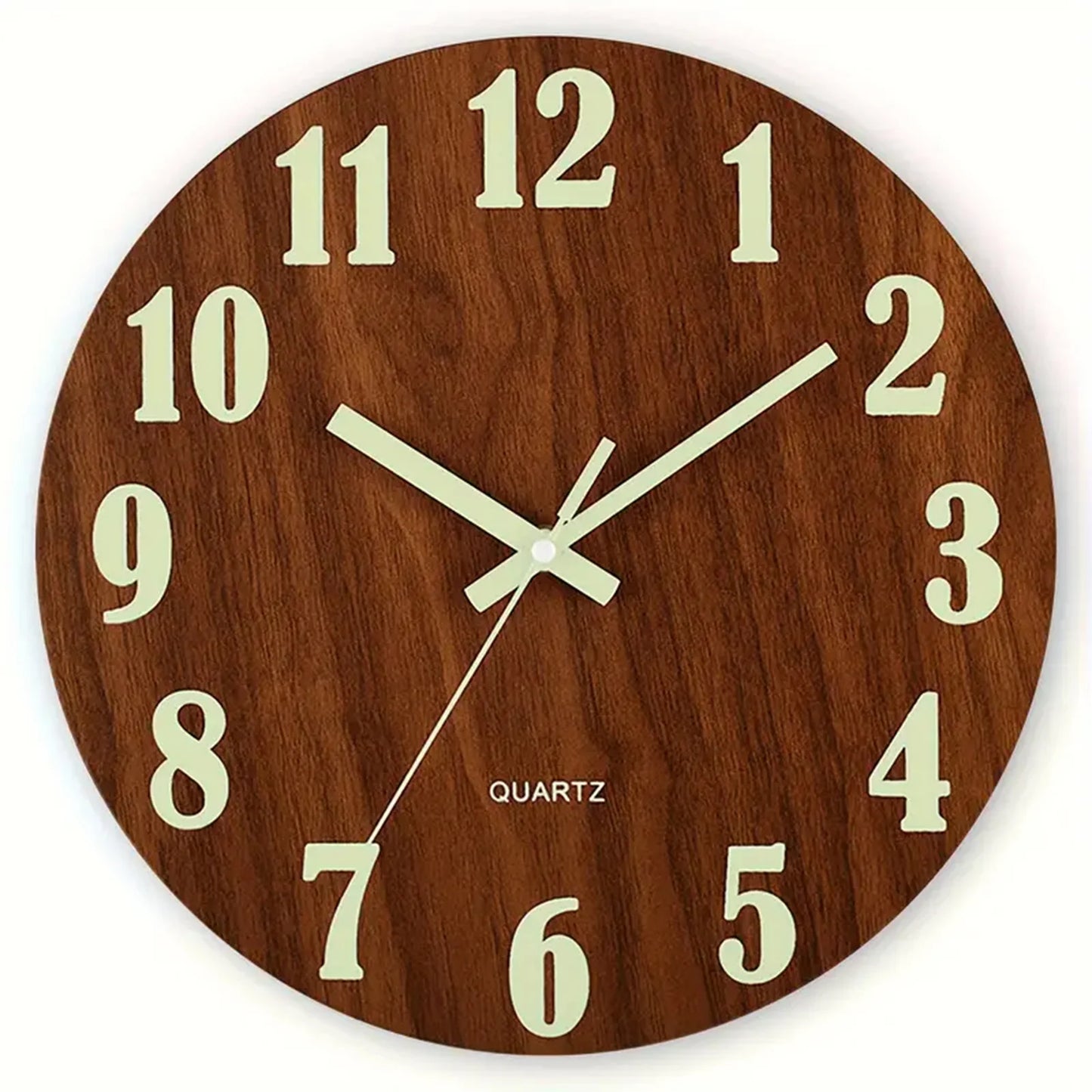 Glow In The Dark Wooden Wall Clock Silent Non Ticking