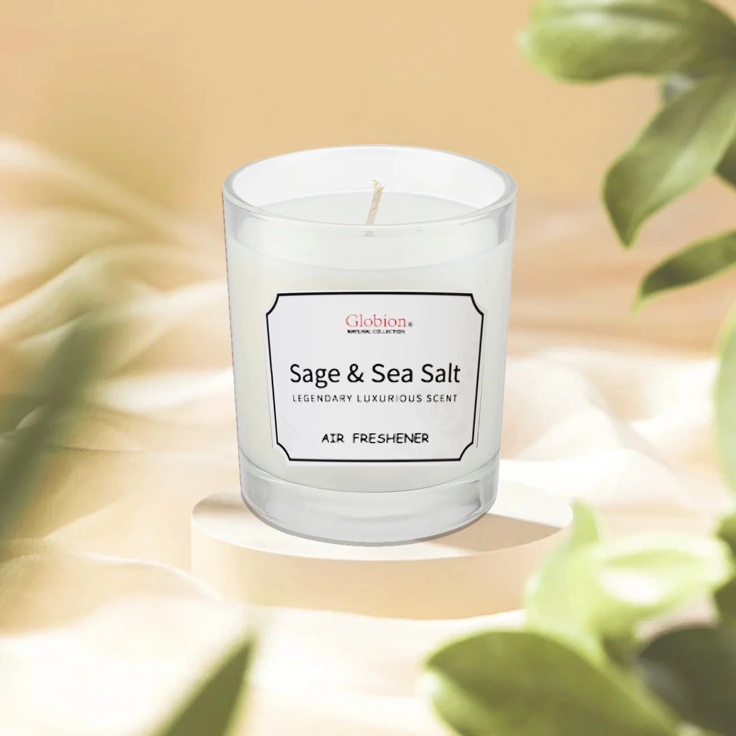 Sage and Sea Salt Aromatherapy Candle Glass Jar With Lid
