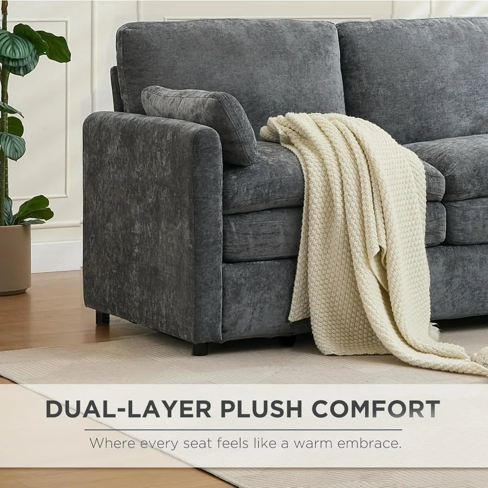 Modern Cloud Sofa With Plush Cushions And Pocketed Seats