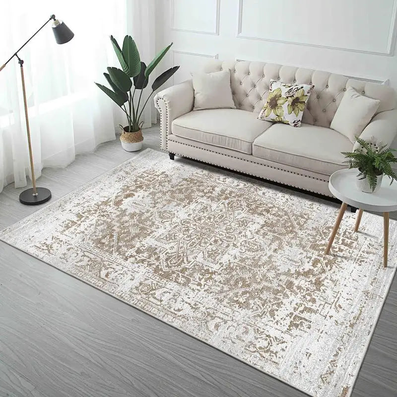 Vintage Bohemian Non-Slip Washable Area Rug Floral Design