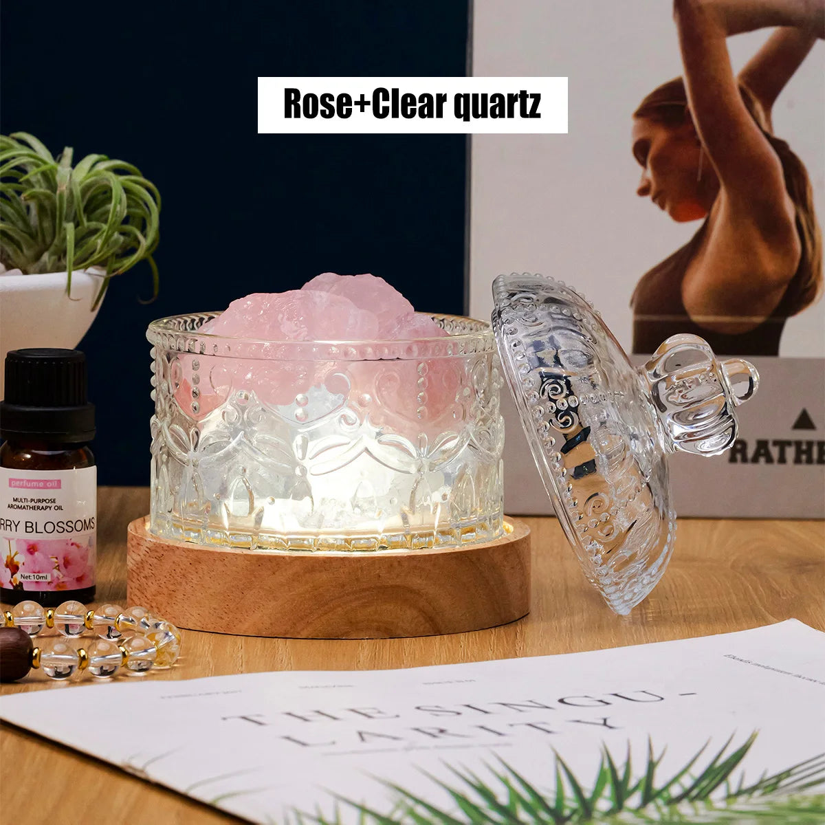 Natural Stone Crystal Set Box Bedside Table Ornaments Gift