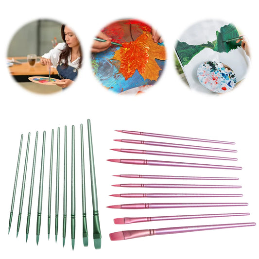 Watercolor Brush Set With Pointed Tip Nylon Hair Wooden Handles
