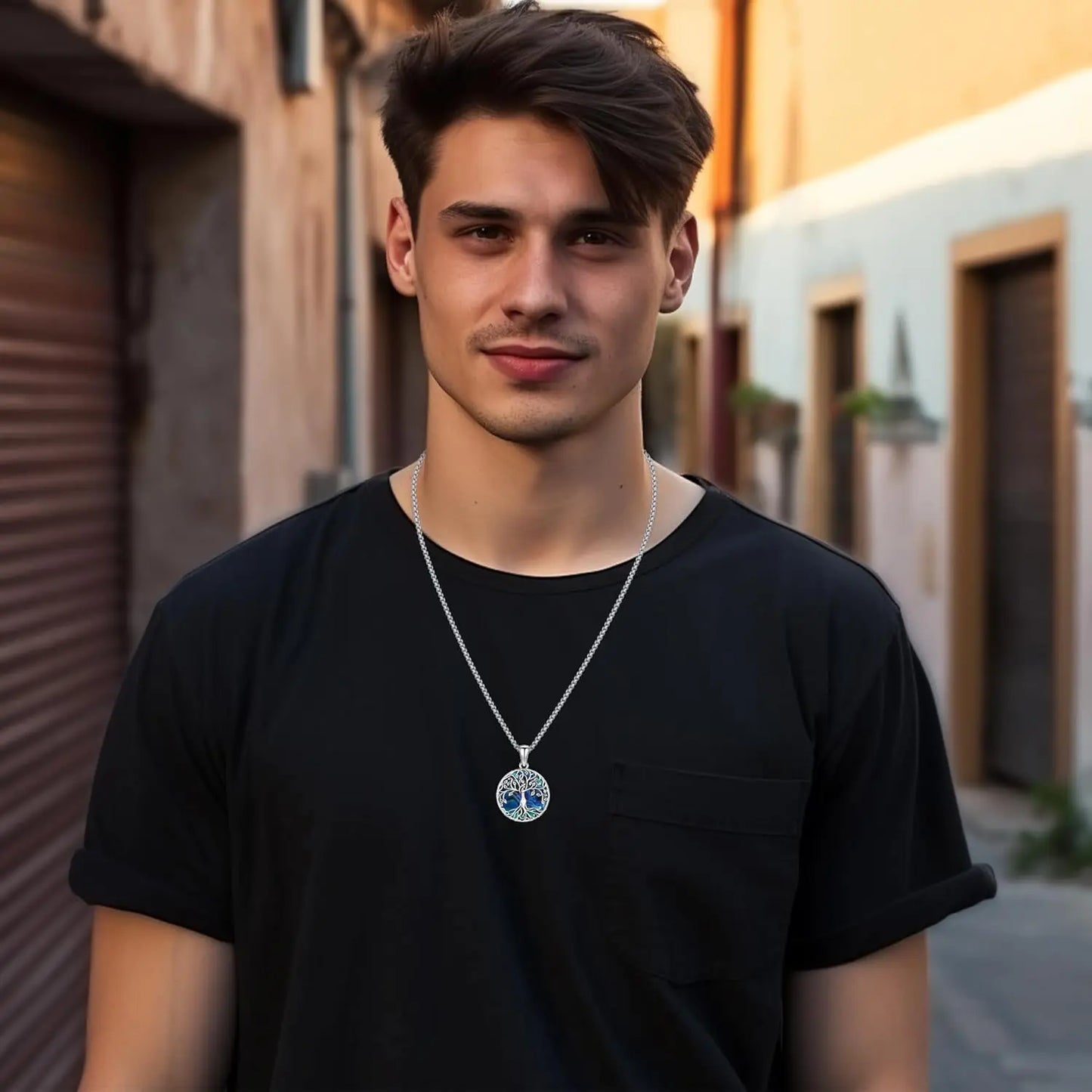 Tree of Life Necklace 925 Sterling Silver Tree of Life Abalone Shell Jewelry Gifts for Women Men Birthday Christmas Holiday