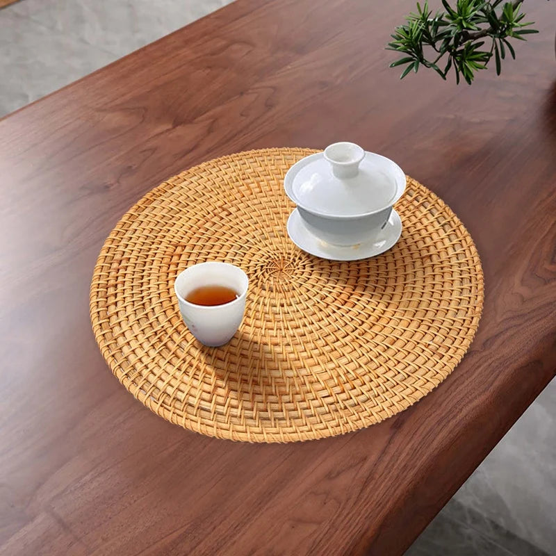 Handwoven Rattan Placemats For Dinner Table Heat Resistant