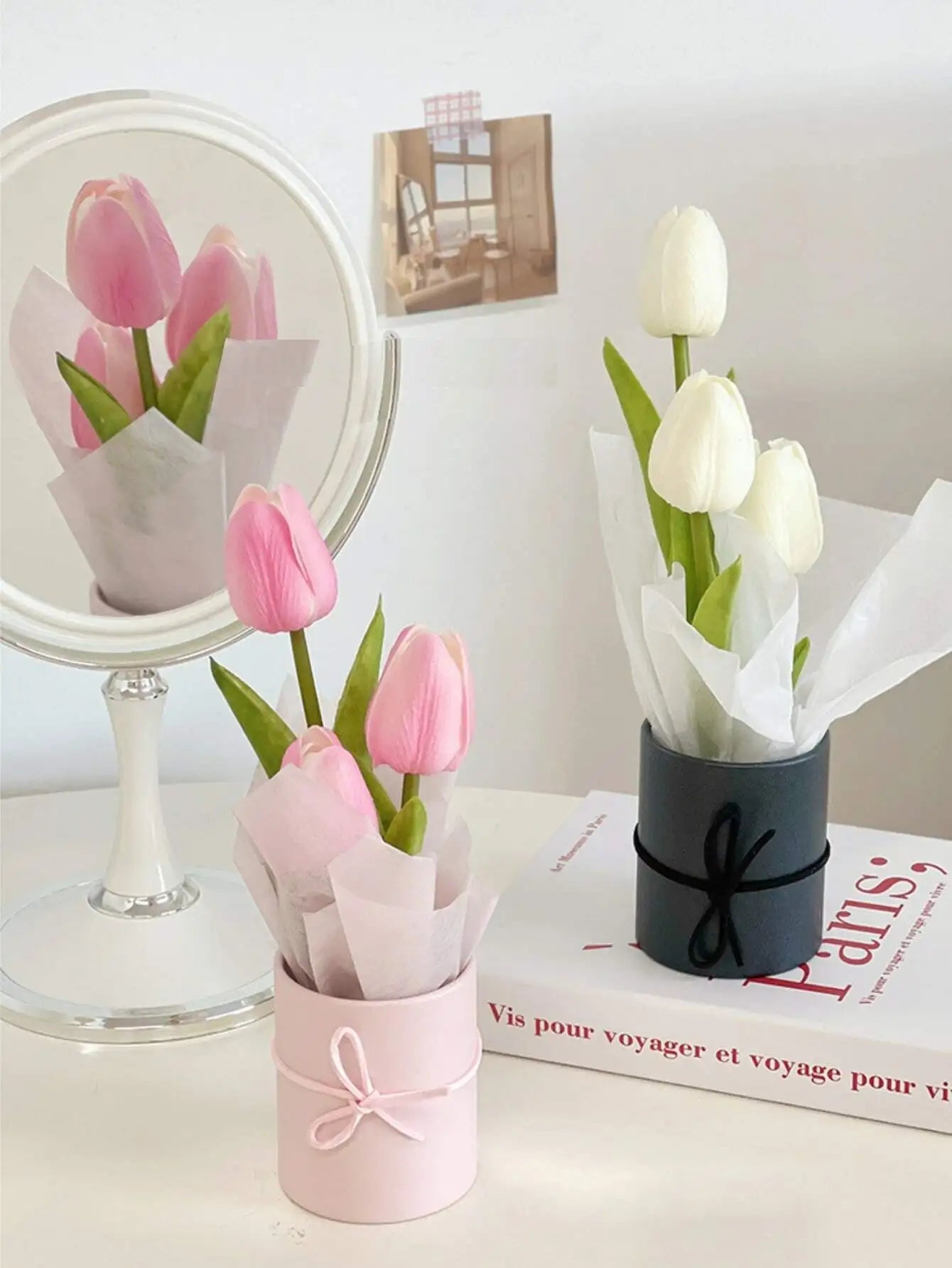 Tulip Hug Bucket Bouquet Set Gift For Mom Home Decor