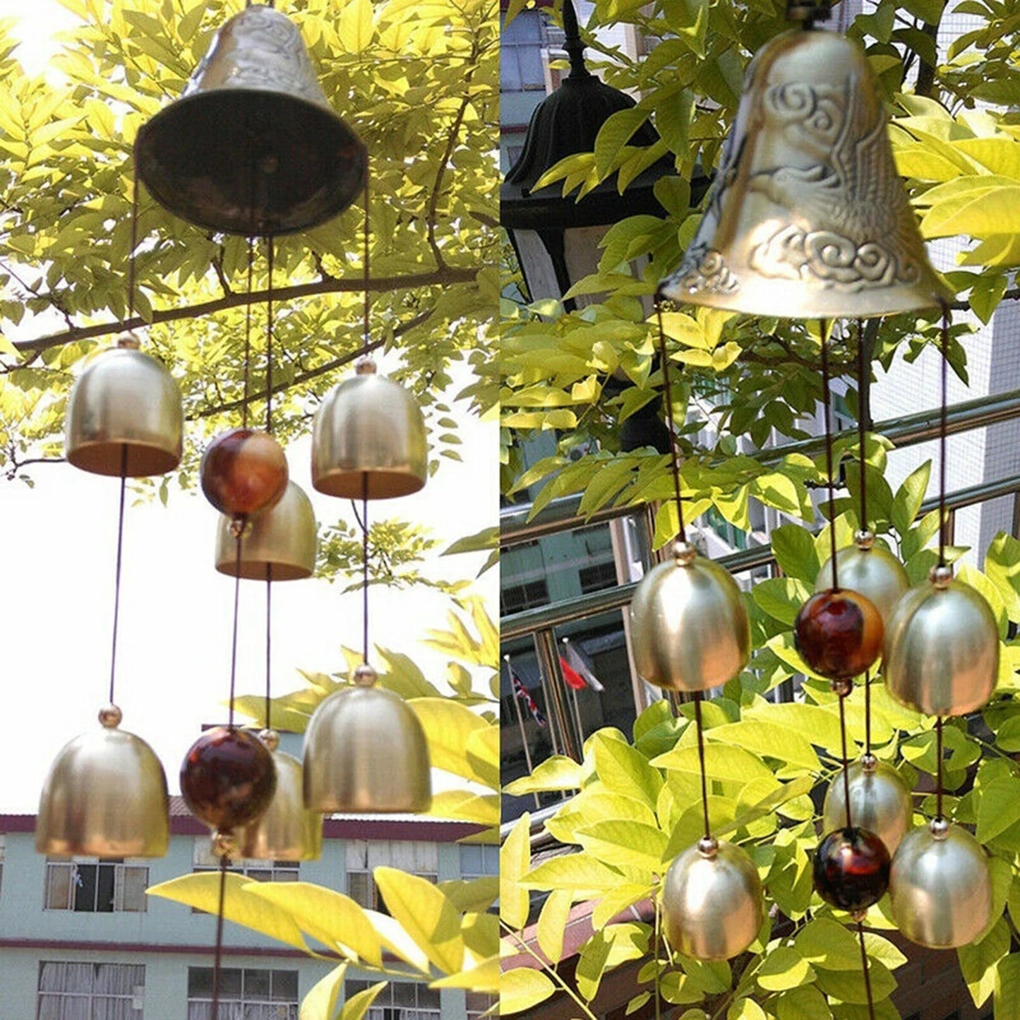 Xiangyanghua 6 Copper Bells Wind Chimes Outdoor Metal Garden Decor