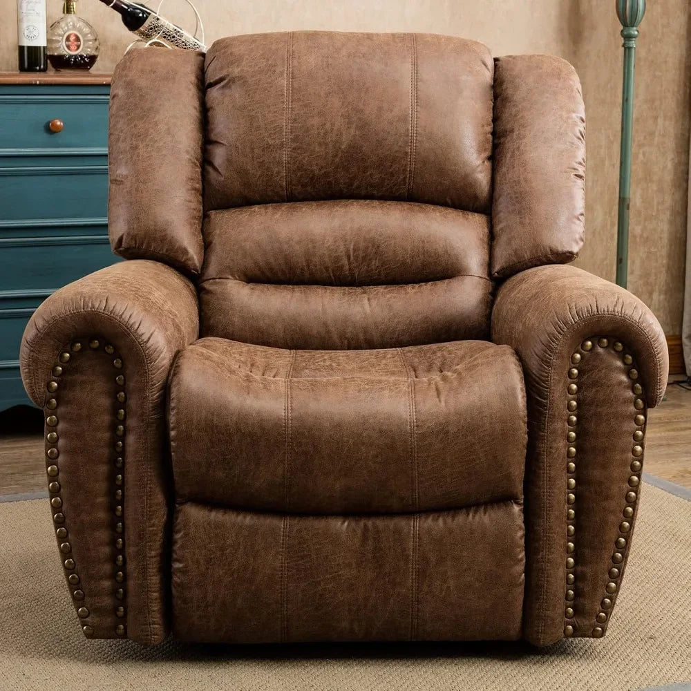 Leather Traditional Manual Recliner Chair For Living Room Comfort