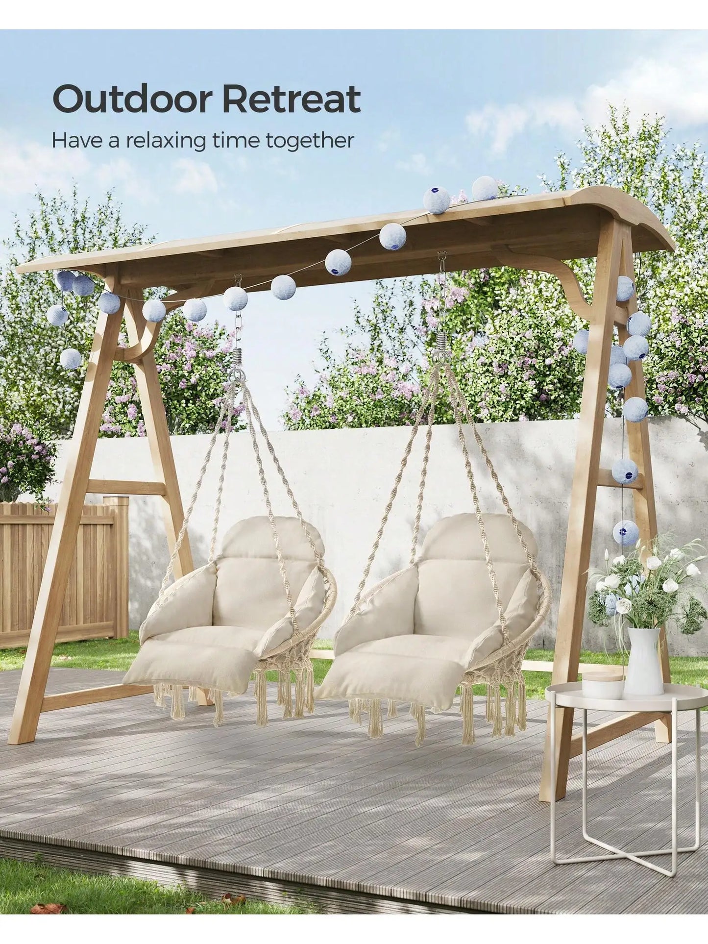 Songmics Ergonomically Cushioned Hanging Chair Swing Indoor Outdoor Superior Comfort