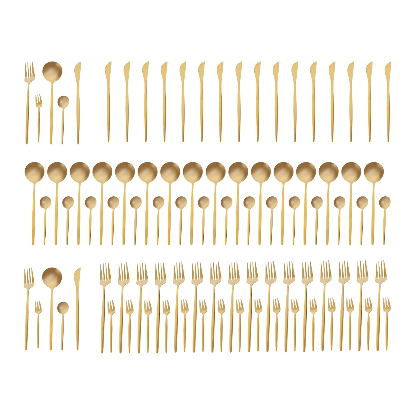 Gold Flatware Set Stainless Steel Utensils for Dining Elegance