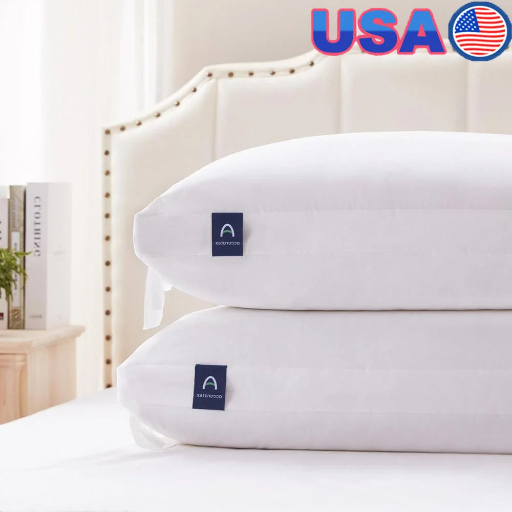 Hybrid Shredded Memory Foam Pillows King Size Set of 2 Adjustable Loft Fluffy Down Alternative Removable Cover Soft Breathable